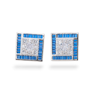 Aurora Collection 925 Silver Earrings With 14mm Blue Zircons