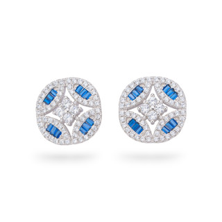 Boucles d'oreilles en argent 925 de la collection Aurora avec zircons bleus de 14 mm