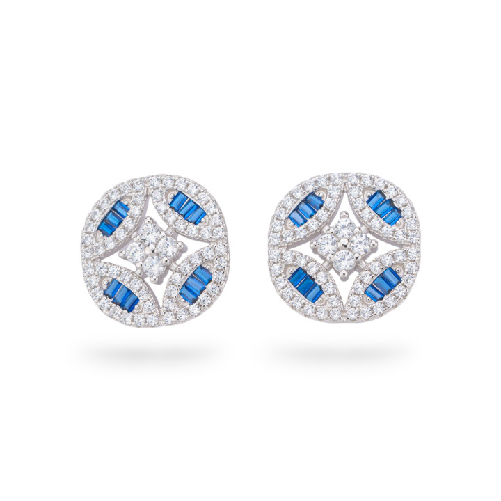 Aurora Collection 925 Silver Earrings With 14mm Blue Zircons