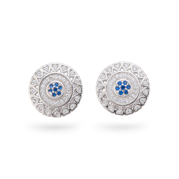 Aurora Collection 925 Silver Earrings With 14mm Blue Zircons