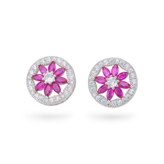 Orecchini Di Argento 925 Collezione Aurora Con Zirconi 14mm Rosso