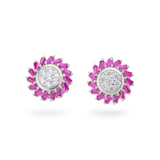 Orecchini Di Argento 925 Collezione Aurora Con Zirconi 14mm Rosso