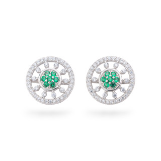 Boucles d'oreilles en argent 925 de la collection Aurora avec zircons verts de 14 mm