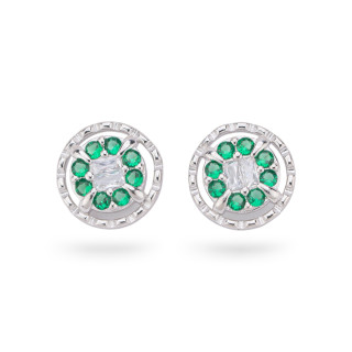 Pendientes Colección Aurora Plata 925 Con Circonitas Verdes 14mm