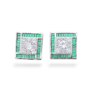 Pendientes Colección Aurora Plata 925 Con Circonitas Verdes 14mm