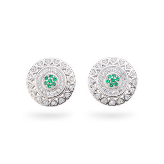 Boucles d'oreilles en argent 925 de la collection Aurora avec zircons verts de 14 mm