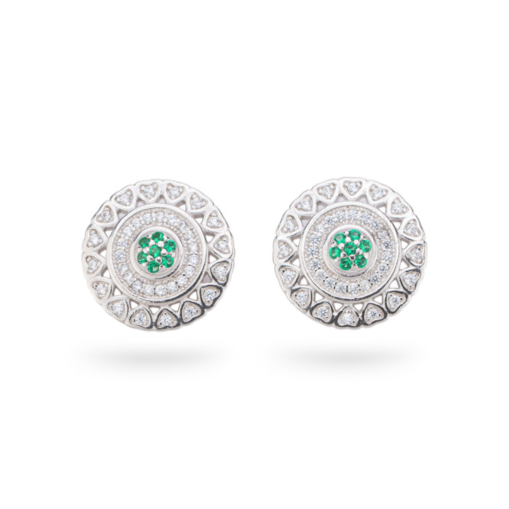 Aurora Collection 925 Silver Earrings With 14mm Green Zircons