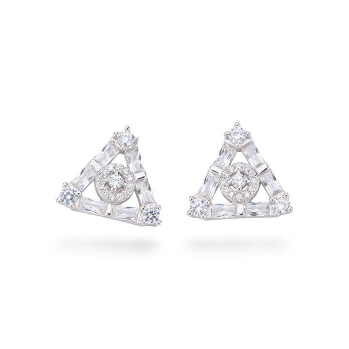 Orecchini Di Argento 925 Collezione Aurora Con Zirconi 15mm Bianco