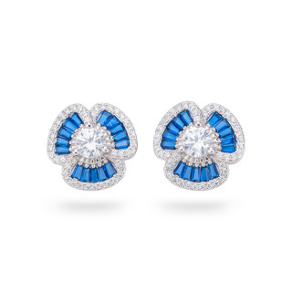 Ohrringe aus 925er Silber der Aurora-Kollektion mit 15 mm großen blauen Zirkonen