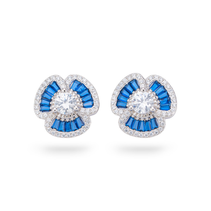Ohrringe aus 925er Silber der Aurora-Kollektion mit 15 mm großen blauen Zirkonen