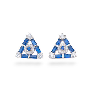 Ασημένια σκουλαρίκια Aurora Collection 925 με Μπλε Ζιργκόν 15mm