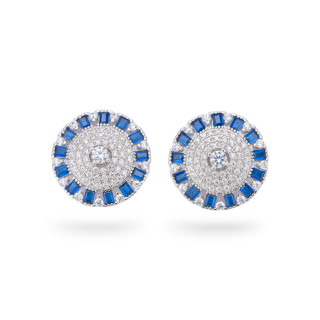 Aurora Collection 925 Silver Earrings With 15mm Blue Zircons