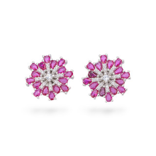 Orecchini Di Argento 925 Collezione Aurora Con Zirconi 15mm Rosso