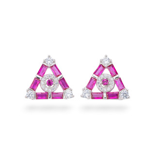 Boucles d'oreilles en argent 925 de la collection Aurora avec zircons rouges de 15 mm