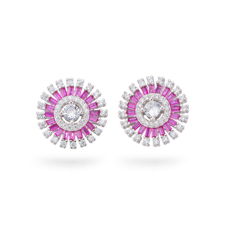 Aurora Collection 925 Silver Earrings With 15mm Red Zircons