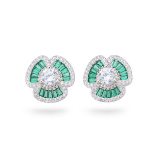 Boucles d'oreilles en argent 925 de la collection Aurora avec zircons verts de 15 mm