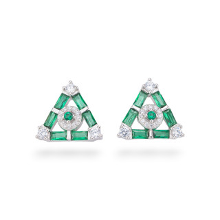 Pendientes Colección Aurora Plata 925 Con Circonitas Verdes 15mm