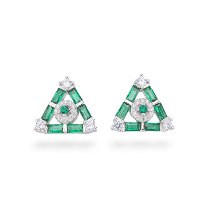 Aurora Collection 925 Silver Earrings With 15mm Green Zircons