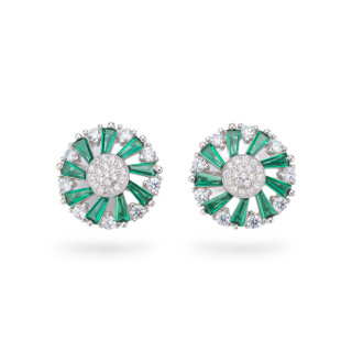 Aurora Collection 925 Silver Earrings With 15mm Green Zircons
