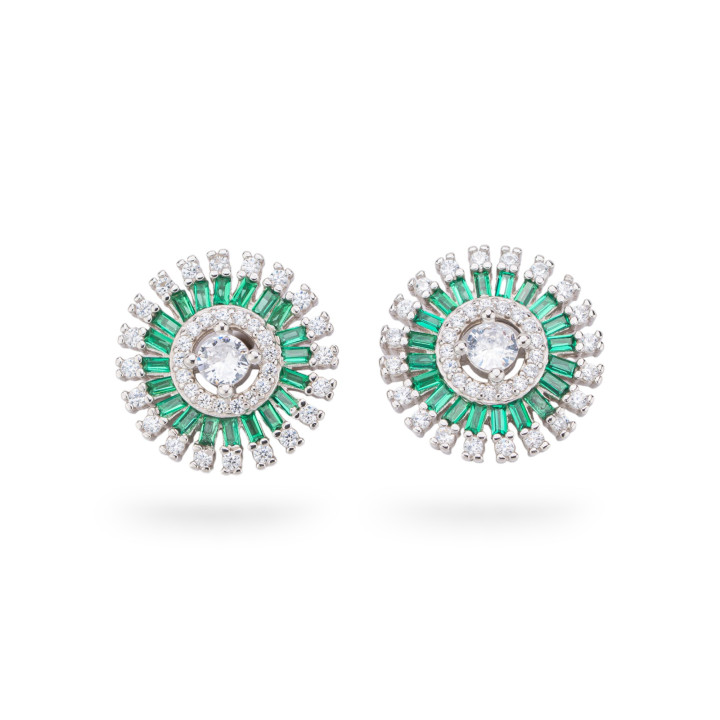 Aurora Collection 925 Silver Earrings With 15mm Green Zircons