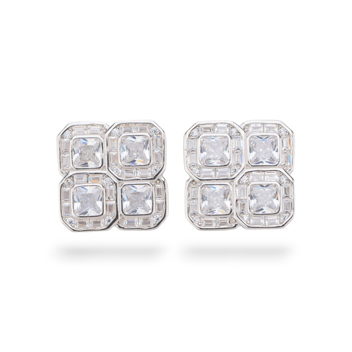 Aurora Collection 925 Silver Earrings With 16mm White Zircons
