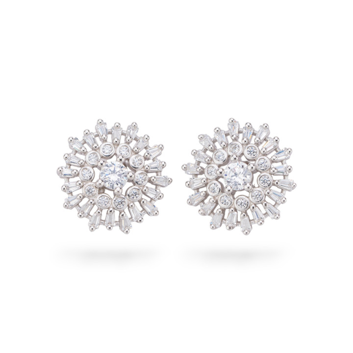 Pendientes Colección Aurora Plata 925 Con Circonitas Blancas 16mm