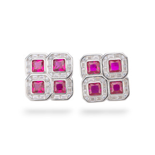 Orecchini Di Argento 925 Collezione Aurora Con Zirconi 16mm Rosso