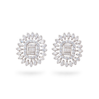 Aurora Collection 925 Silver Earrings With White Zircons 16x18mm