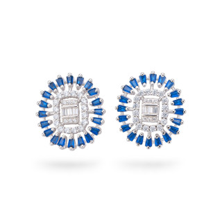 Orecchini Di Argento 925 Collezione Aurora Con Zirconi 16x18mm Zaffiro