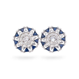 Aurora Collection 925 Silver Earrings With 17mm Blue Zircons