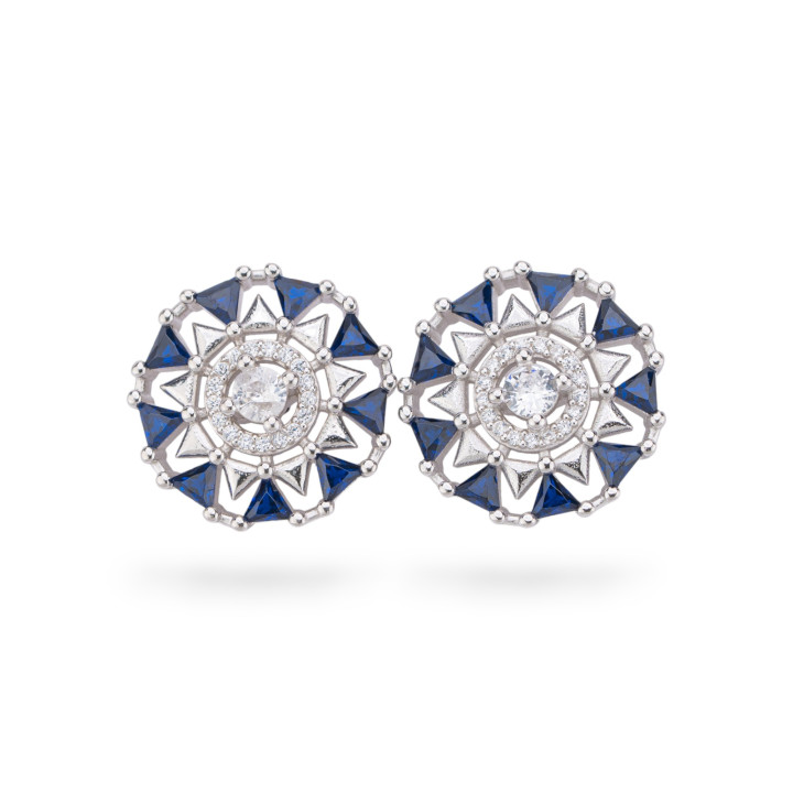 Aurora Collection 925 Silver Earrings With 17mm Blue Zircons