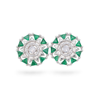Aurora Collection 925 Silver Earrings With 17mm Green Zircons