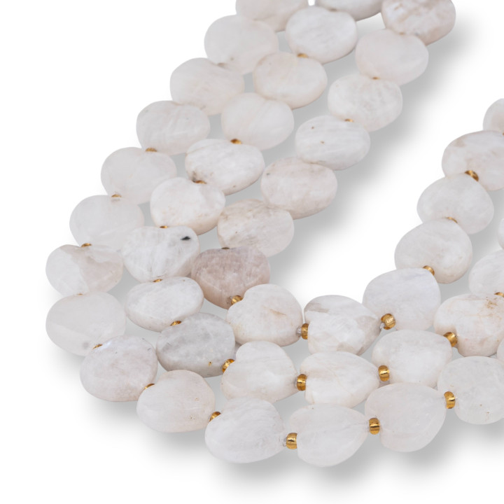 Flat Faceted Heart Moonstone 12mm