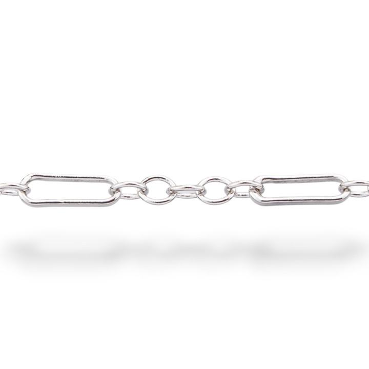 925 Silver Chain by the Meter 5+1 3x10mm 50cm Rhodium Plated