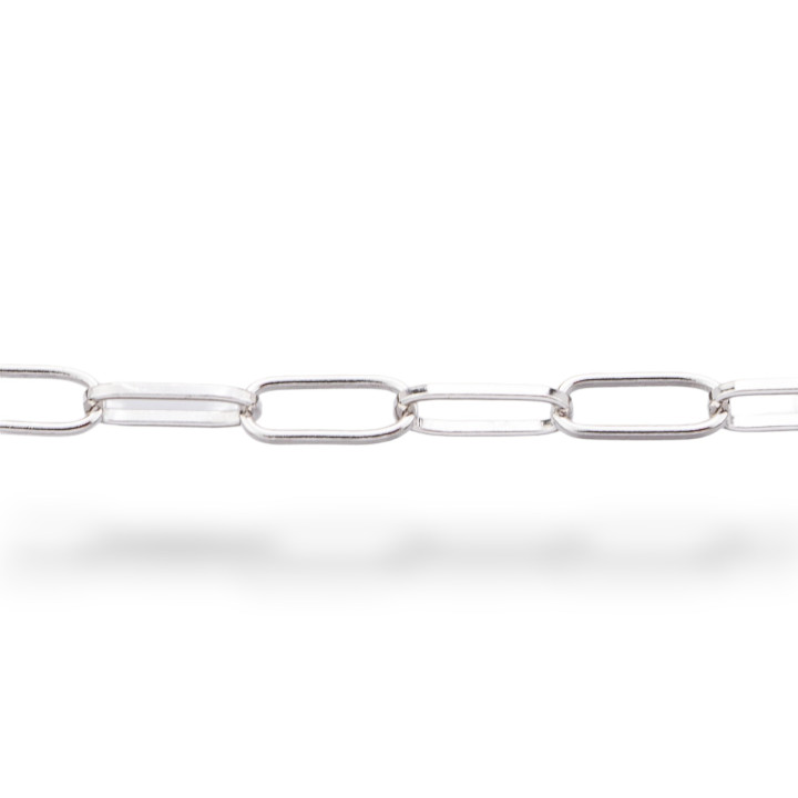 925er Silberkette am laufenden Meter, 8 x 13,3 mm, 50 cm, rhodiniert