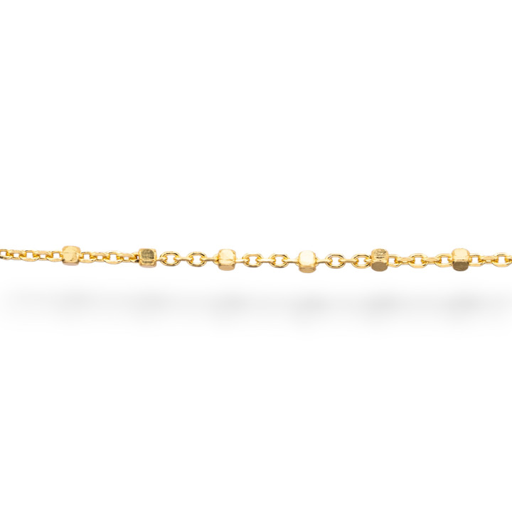Forzatina 925 Silver Chain By The Meter With Cubes 1mm 50cm Golden