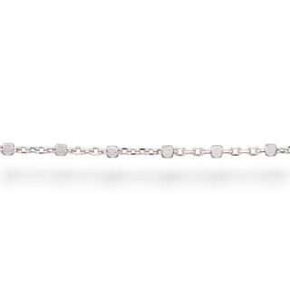 Forzatina 925 Ασημένια Αλυσίδα με το Μέτρο με Κύβους 1mm 50cm Επιμεταλλωμένο Ρόδιο