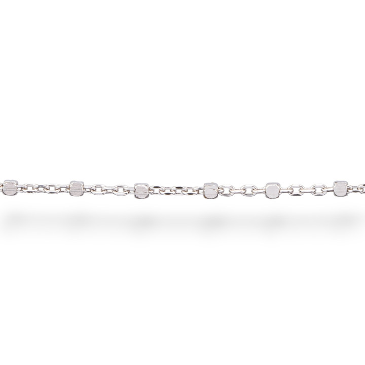Forzatina 925 Ασημένια Αλυσίδα με το Μέτρο με Κύβους 1mm 50cm Επιμεταλλωμένο Ρόδιο