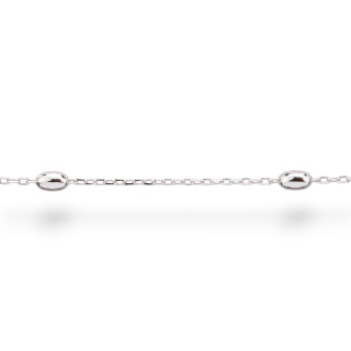 Forzatina Chaîne au Mètre en Argent 925 avec Olive 2,5x3,8mm 50cm Plaqué Rhodium