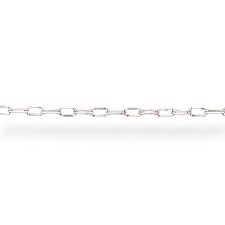 Chaîne au mètre lisse Forzatina en argent 925 1,6x3,3 mm 50 cm plaqué rhodium