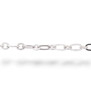 Catena A Metraggio Di Argento 925 Forzatina Schiacciata 1+1 2,5x5,0mm 1 Metro Rodiato