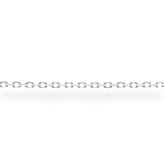 Crushed-Kette aus 925er-Sterlingsilber, Meterware, 1,3 x 2,0 mm, 50 cm, rhodiniert