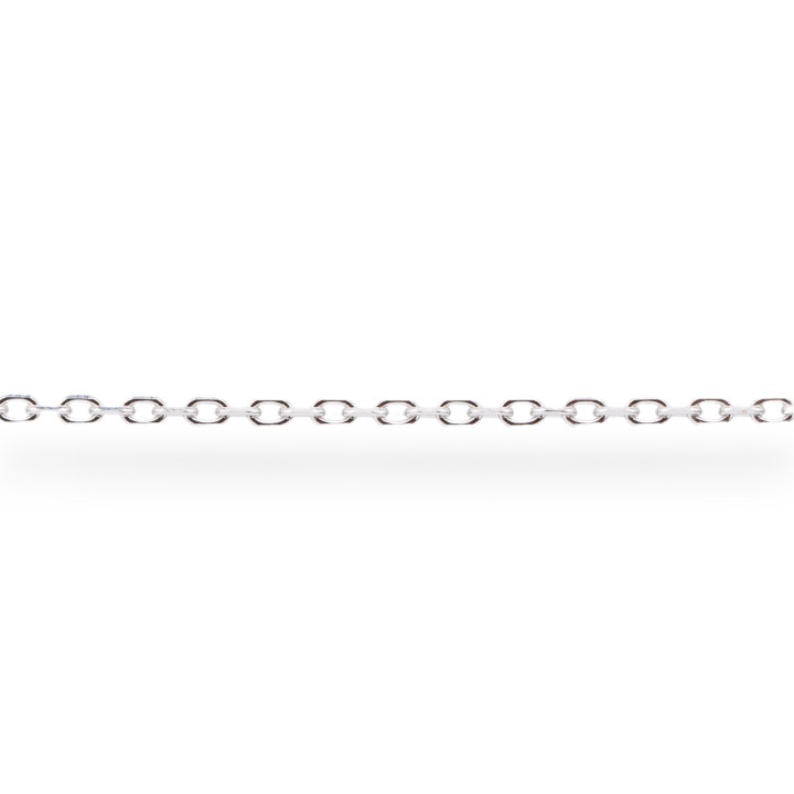 Crushed-Kette aus 925er-Sterlingsilber, Meterware, 1,3 x 2,0 mm, 50 cm, rhodiniert