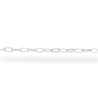 Chaîne au mètre écrasée en Argent 925 1.7x34mm 50cm Plaqué Rhodium