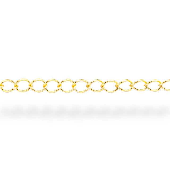 925 Silver Chain by the Meter Smooth Grumette Wire 0.45mm 2.8x3.8mm 50cm Golden