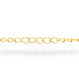 Cadena de Plata 925 por Metro Alambre Grumette Liso 0.5mm 3.0x4.0mm 50cm Dorado