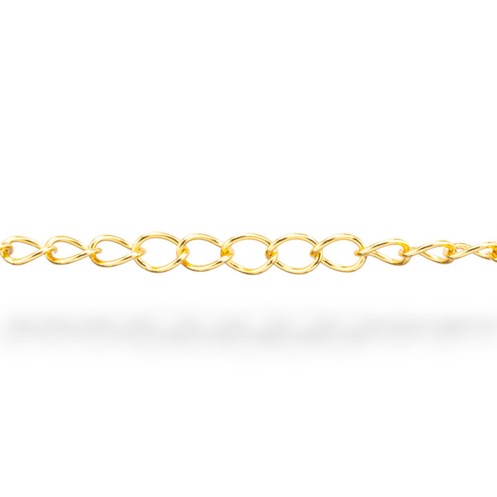 Catena A Metraggio Di Argento 925 Grumette Liscio Filo 0,5mm 3,0x4,0mm 1 Metro Dorato