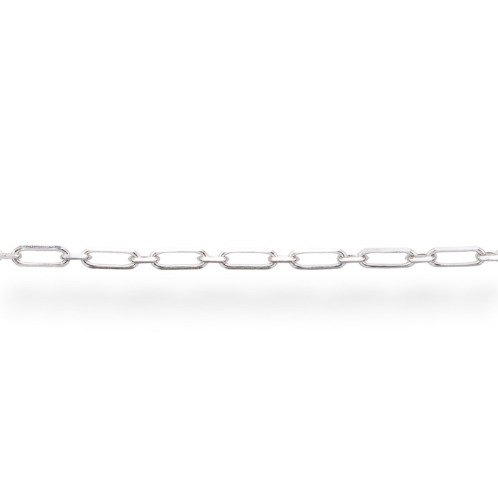 Oval 925 Silver Chain by the Meter 1+1 1.5x4.0mm 50cm Rhodium Plated