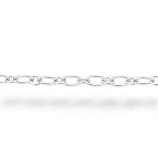 Ovale 925er Silberkette am laufenden Meter, 3 x 4,5 mm, 1+1, 50 cm, rhodiniert