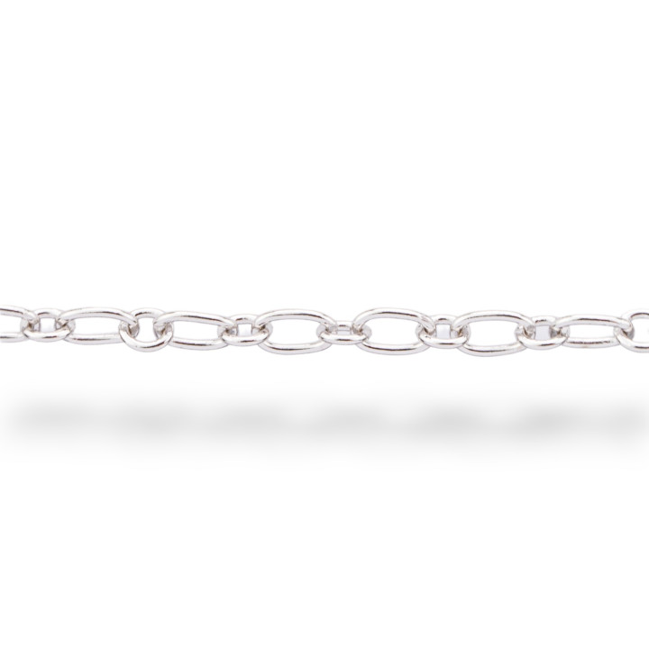 Oval 925 Silver Chain by the Meter 3x4.5mm 1+1 50cm Rhodium Plated